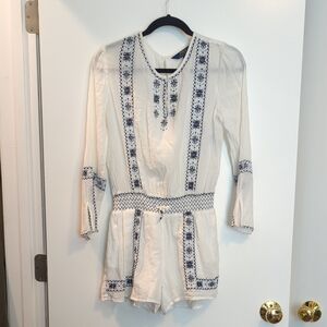 Polo by Ralph Lauren White and Blue Embroidered Romper